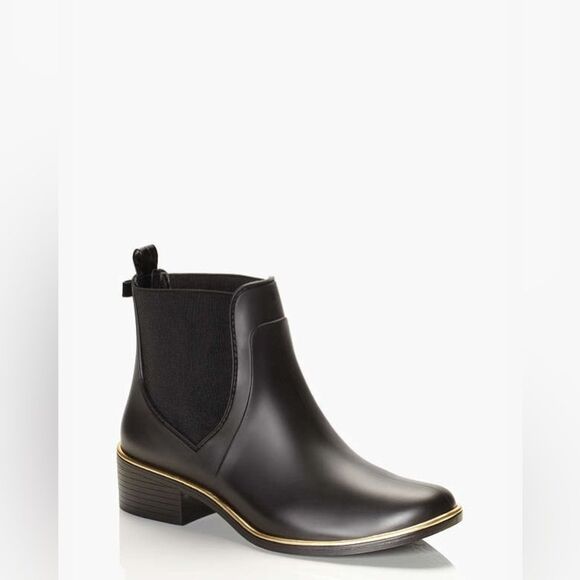 NWOB Kate Spade Sedgewick Rain Boots water resistant Round Toe heels Sz 7 black